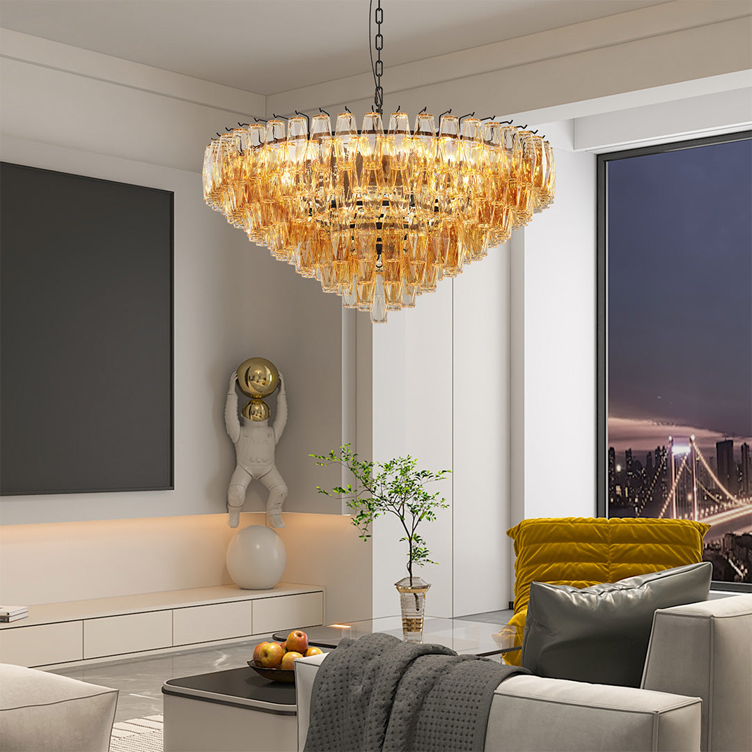 Luxury Multi-Head Glass Pendant Chandelier for Elegant Ceilings