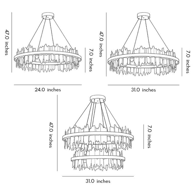 Modern Gold Leaf Round LED Chandelier - Elegant Metal Ceiling Light