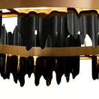 Modern Gold Leaf Round LED Chandelier - Elegant Metal Ceiling Light