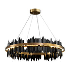 Modern Gold Leaf Round LED Chandelier - Elegant Metal Ceiling Light