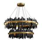 Modern Gold Leaf Round LED Chandelier - Elegant Metal Ceiling Light
