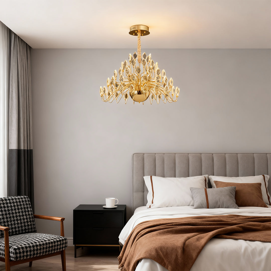 Luxury Gold LED Crystal Chandelier Ceiling Light