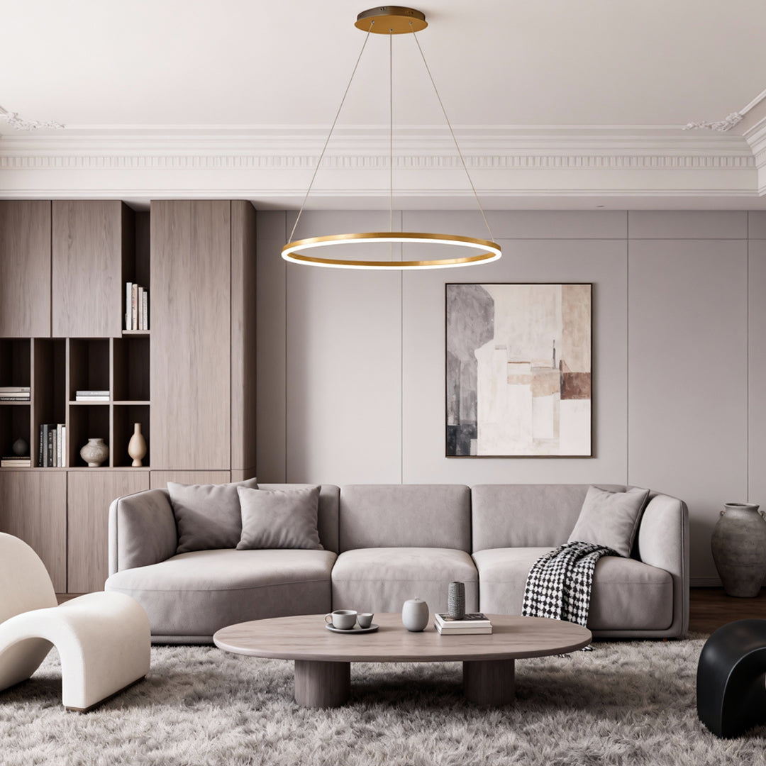 Modern Black LED Ring Chandelier - Aluminum Ceiling Light