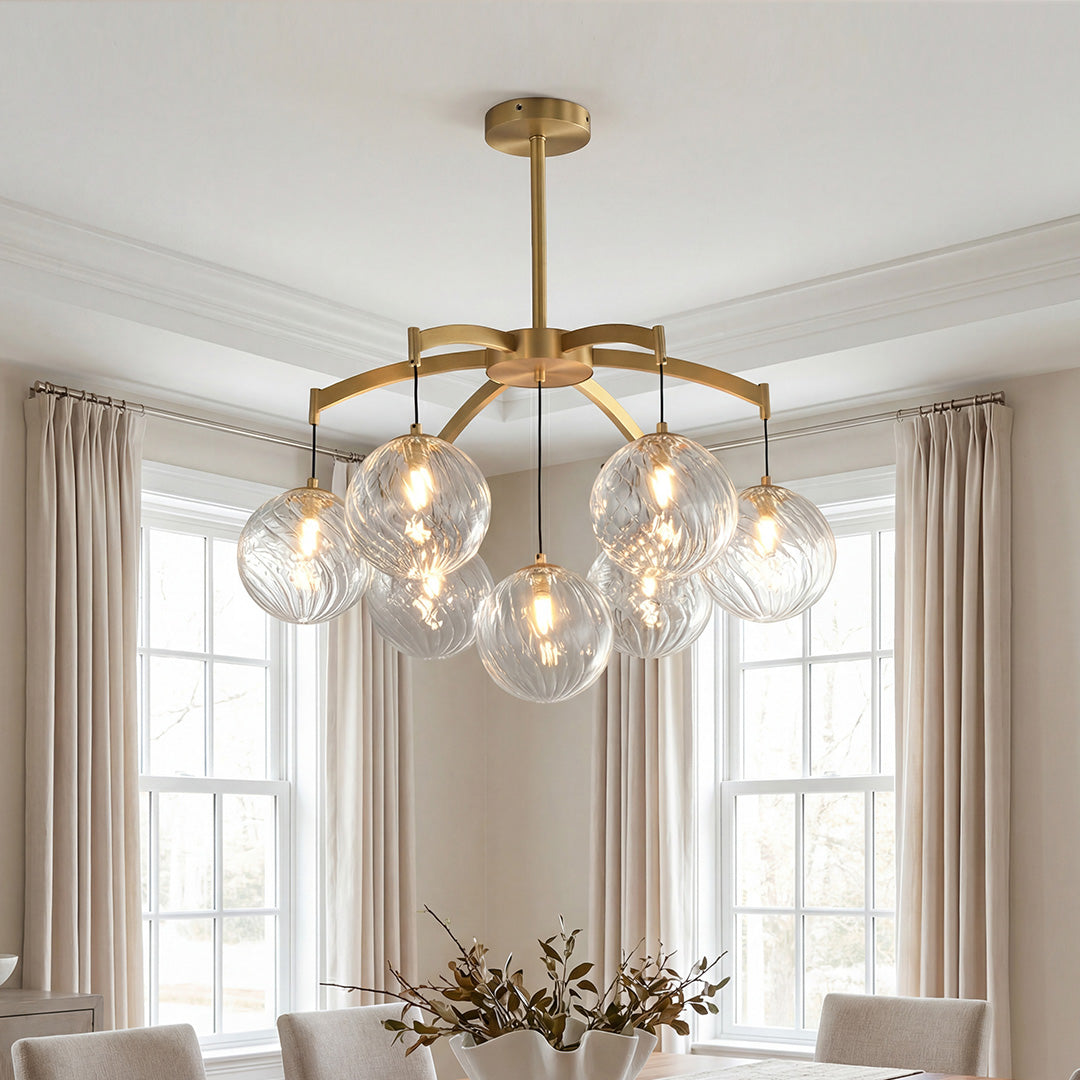 Premium Copper and Glass Ball Chandelier Ceiling Light