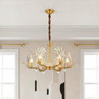Modern Copper and Glass Shell Chandelier Ceiling Light