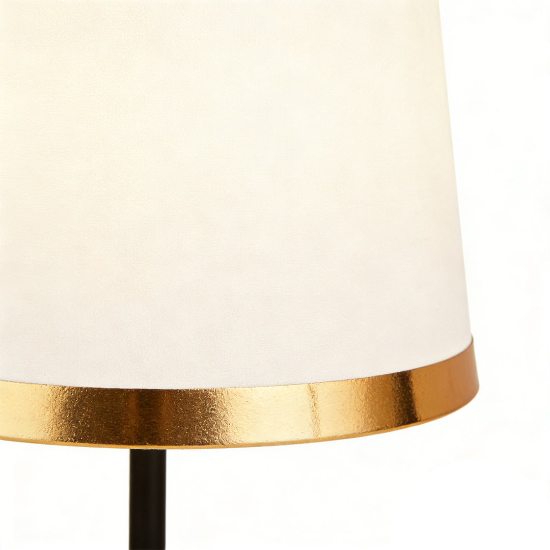 Modern Gold and White Iron Table Lamp with Fabric Shade