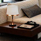 Modern Gold and White Iron Table Lamp with Fabric Shade