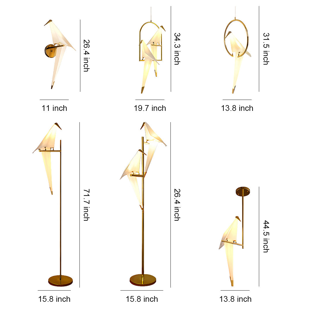Modern Gold Accent Origami Crane Wall Light
