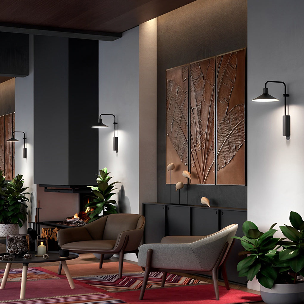 Modern Gooseneck Wall Lamp - Long Arm Outdoor Metal Light
