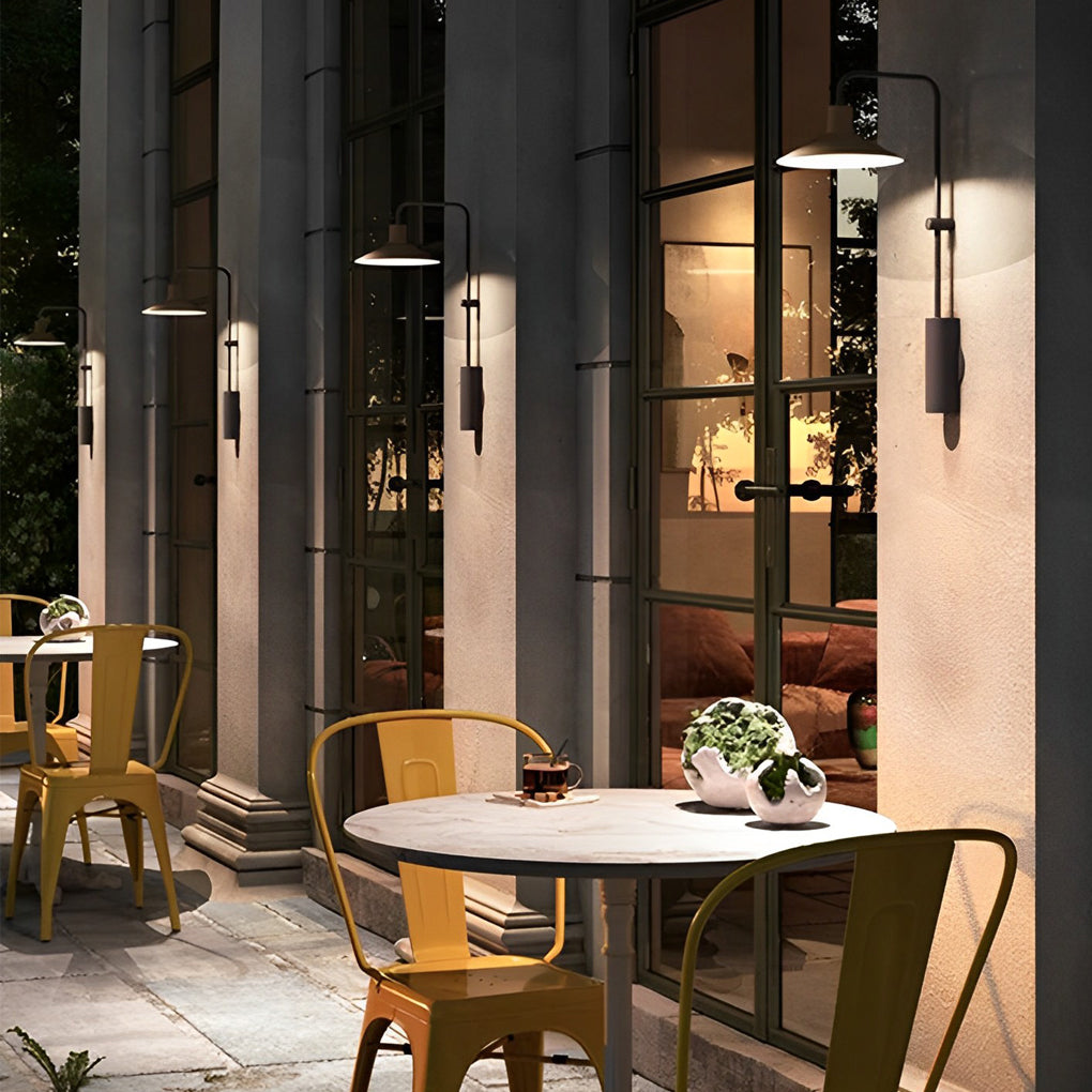 Modern Gooseneck Wall Lamp - Long Arm Outdoor Metal Light