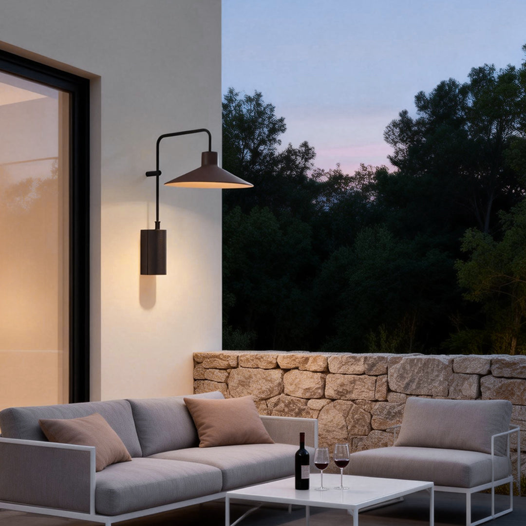 Modern Gooseneck Wall Lamp - Long Arm Outdoor Metal Light