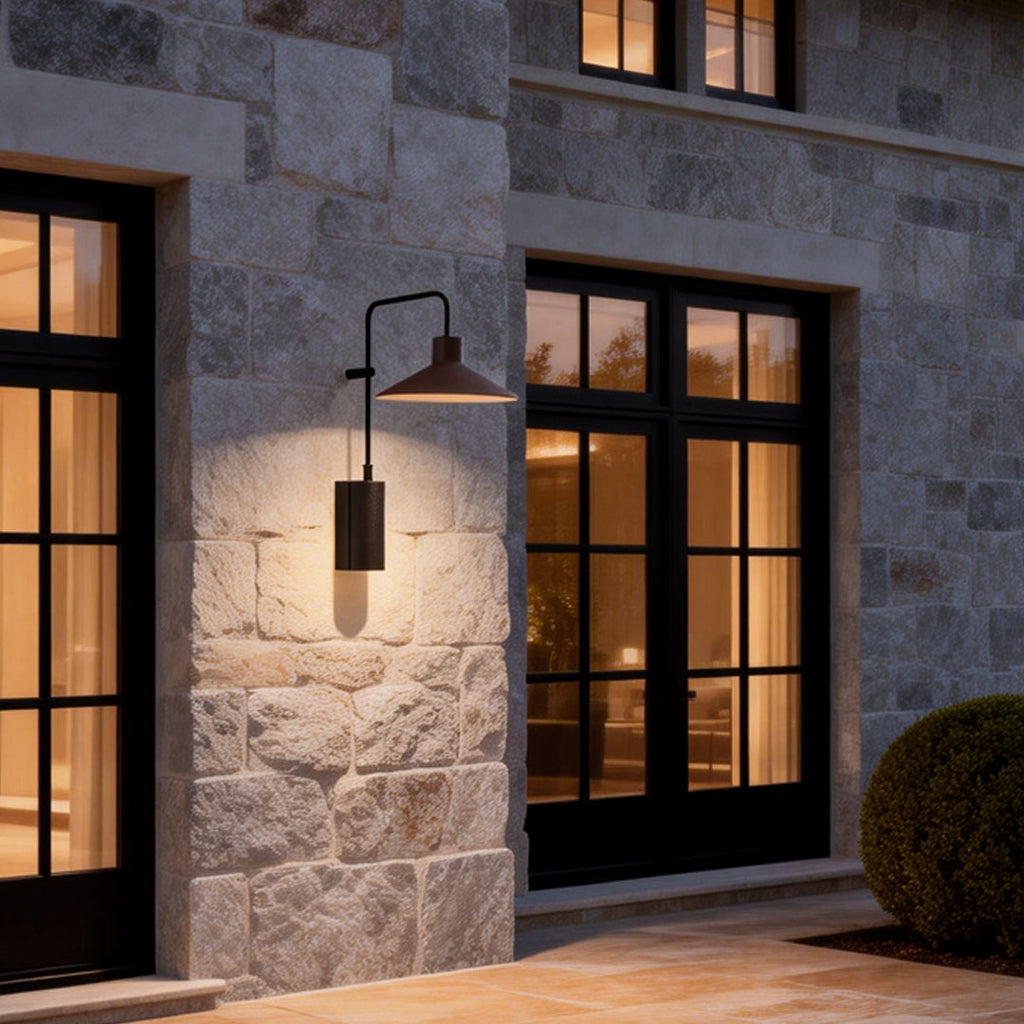 Modern Gooseneck Wall Lamp - Long Arm Outdoor Metal Light