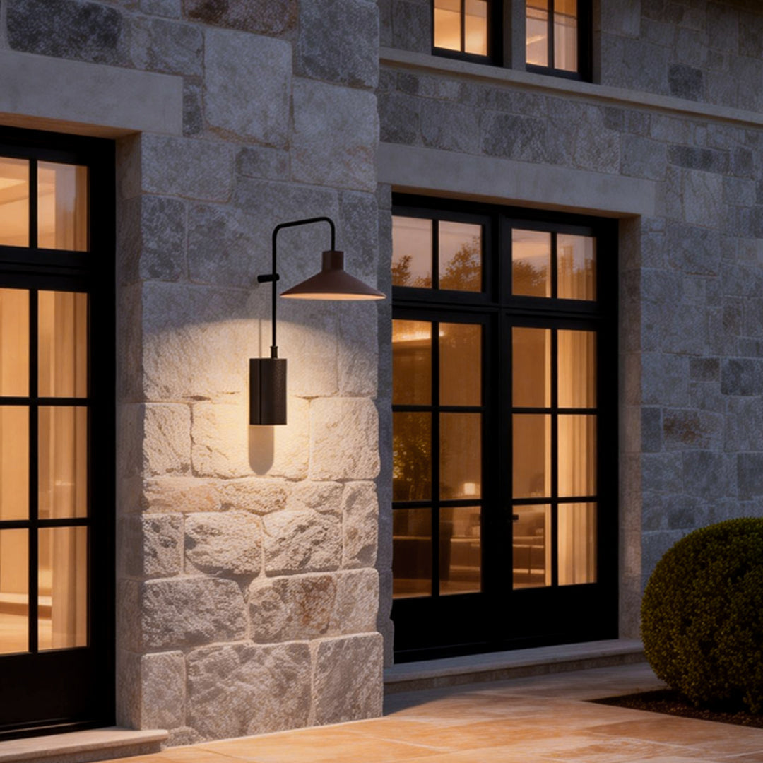 Modern Gooseneck Wall Lamp - Long Arm Outdoor Metal Light