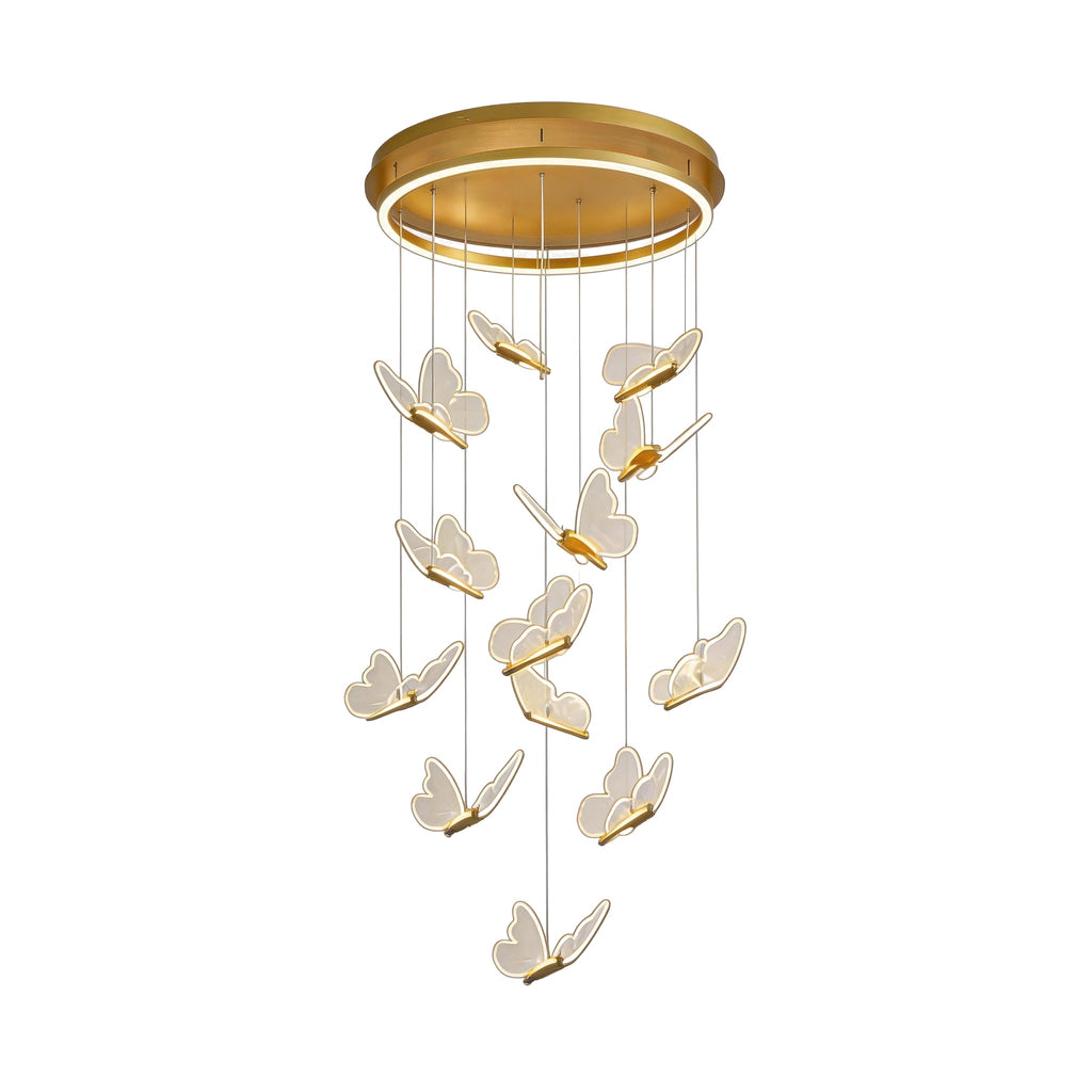 Modern Butterfly Chandelier - Metal and Acrylic Ceiling Light
