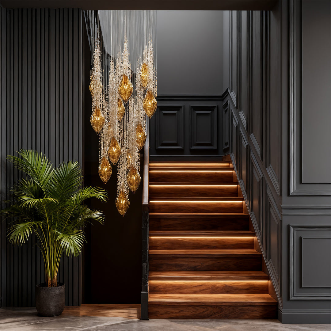 Artistic Crystal Stairway Chandelier Ceiling Light