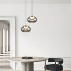 Gray Glass Globe Pendant Light - Full-Spectrum Metal Ceiling Fixture