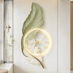 Rechargeable LED Wall Clock Light with Acrylic Feather Design