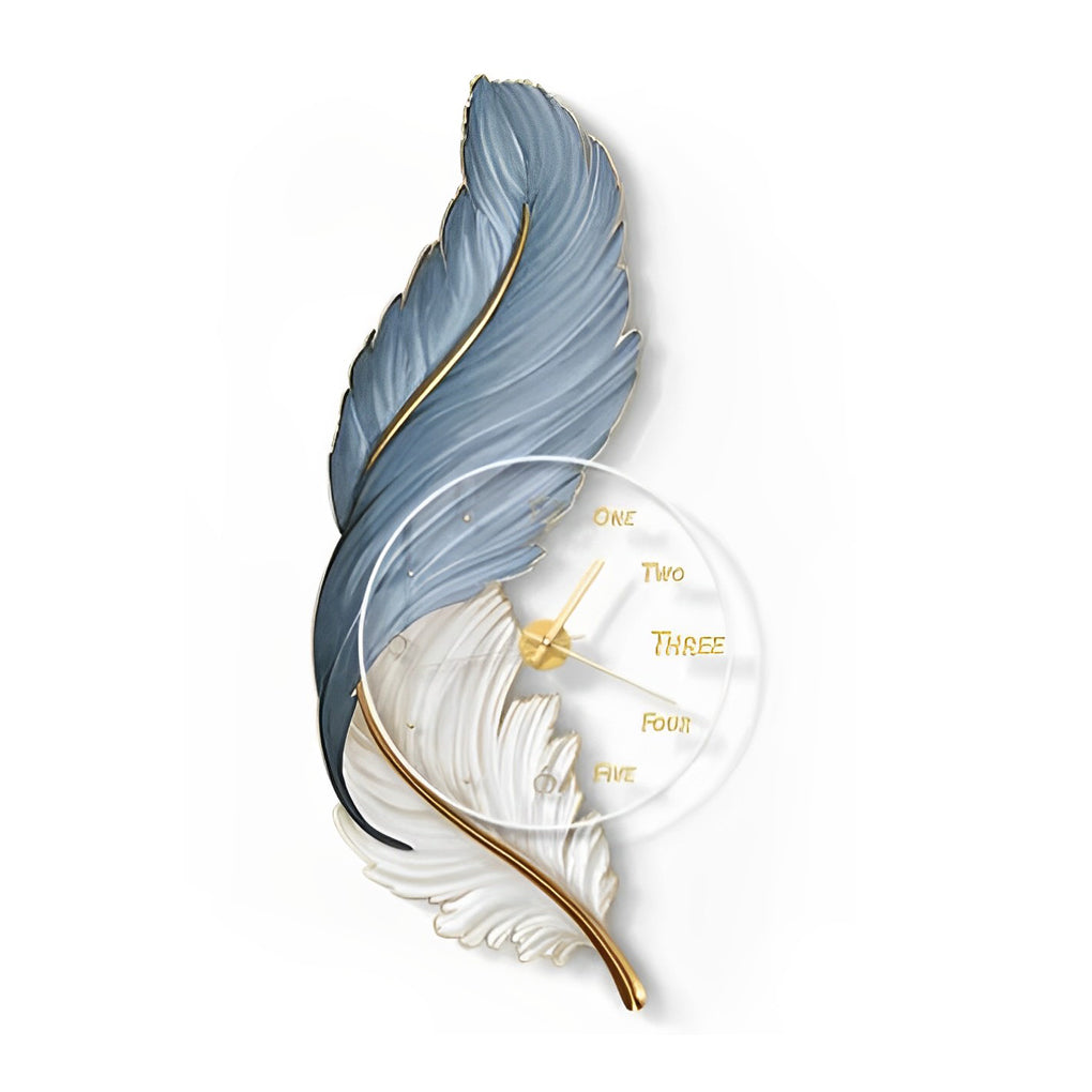 Rechargeable LED Wall Clock Light with Acrylic Feather Design