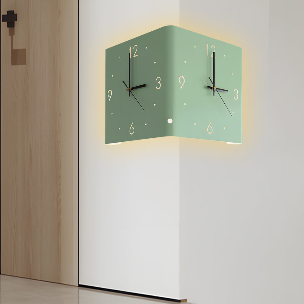 Modern Square Backlit Metal Wall Clock Lamp