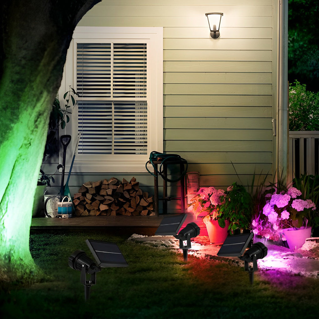 Adjustable Waterproof Solar LED RGB Tree Spotlight with Ground Spike