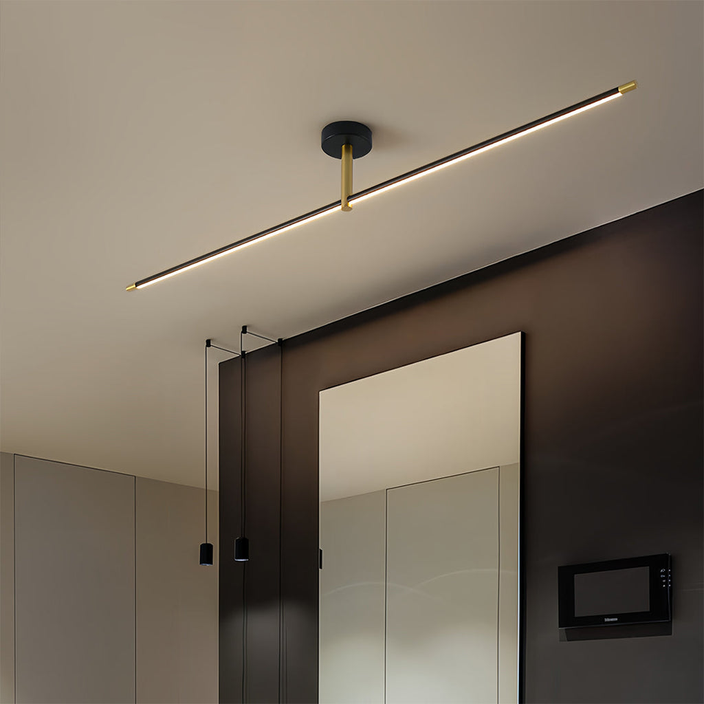 Minimalist Black and Gold LED Semi Flush Mount Ceiling Light