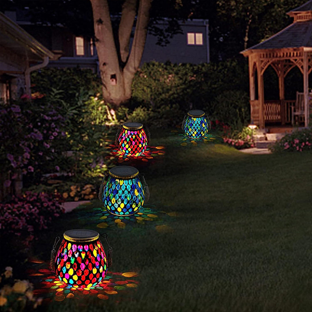 Solar Mosaic Glass Landscape Lights - Colorful Outdoor Decor