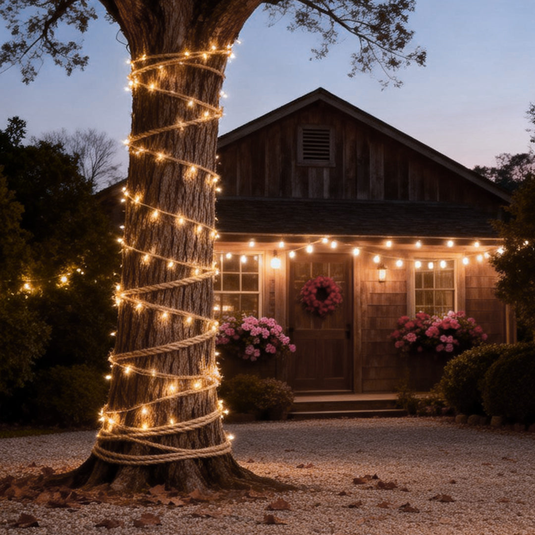 Retro LED String Lights with Hemp Rope Decoration