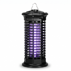 Black insect zapper with purple light on a white background
