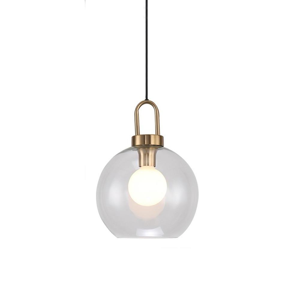 Industrial Style Semi-Globe Glass LED Pendant Light with Electroplated Metal