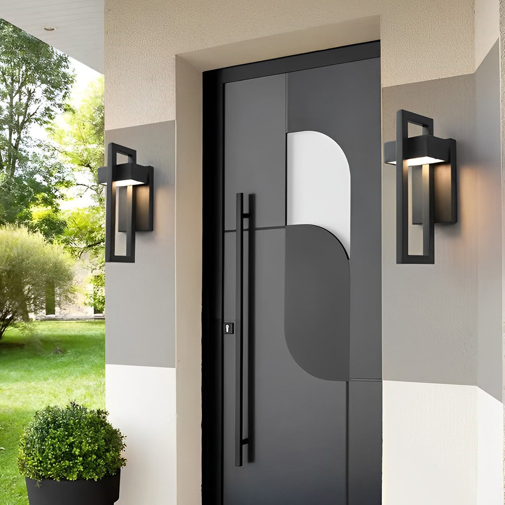 Modern Black Rectangular LED Outdoor Wall Sconce