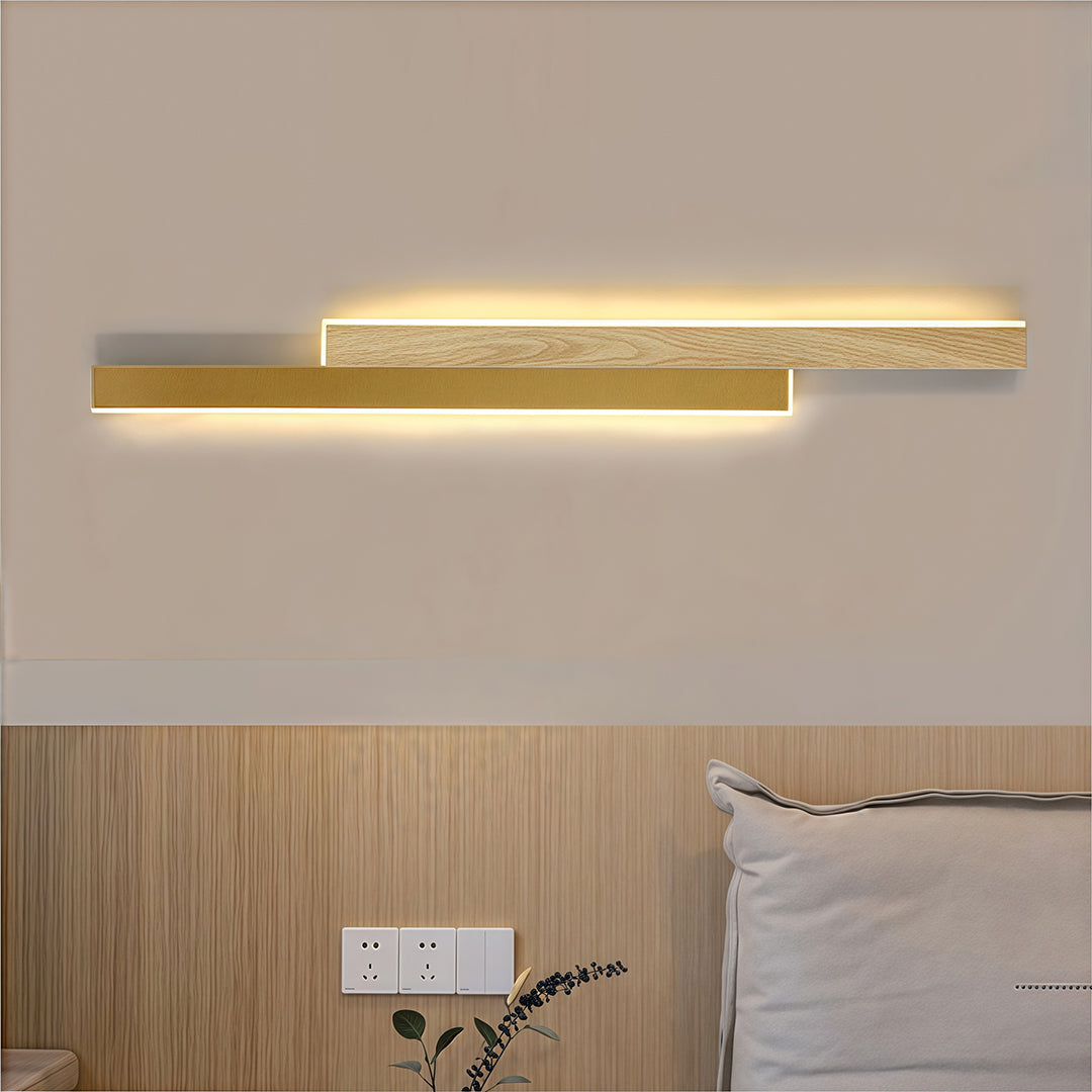 Nordic Minimalist Gold Iron Linear LED Wall Lamp with White Acrylic Shade