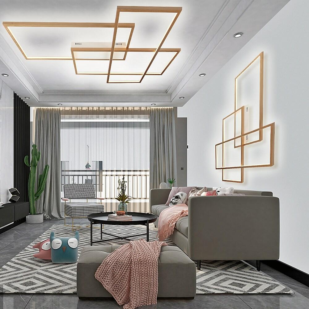 Aluminum Geometric Flush Mount LED Ceiling Light - Overlapping Rectangles Design