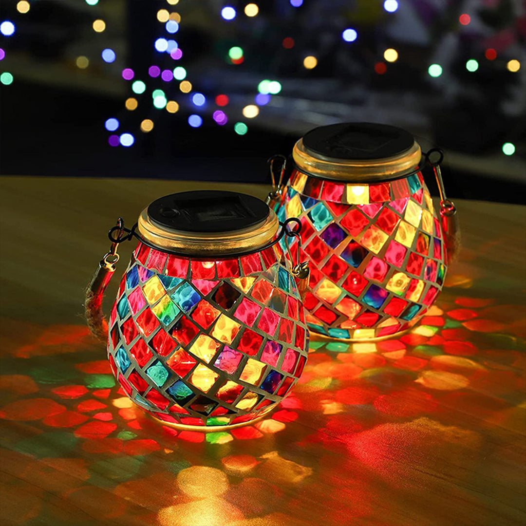 Solar Mosaic Glass Landscape Lights - Colorful Outdoor Decor