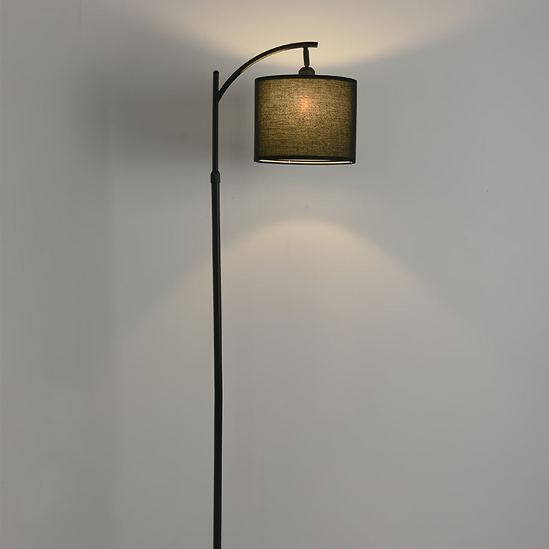 Minimalist Arc Floor Lamp with Fabric Shade - Modern Metal Design for Living Room