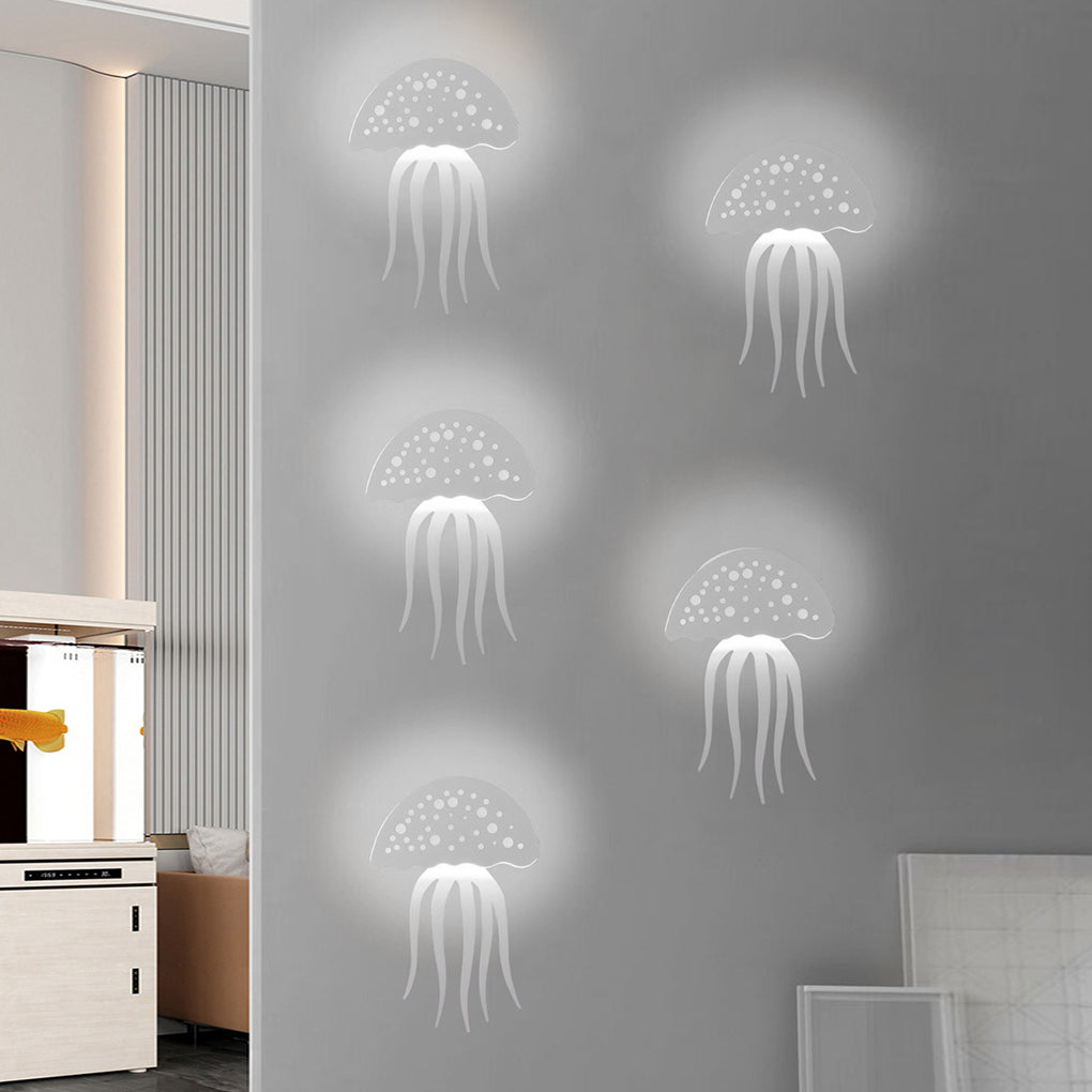 Modern White LED Jellyfish Wall Light - Decorative Home Accent