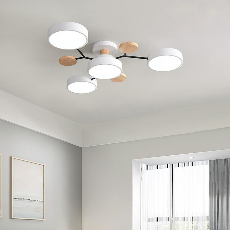 Sputnik Chandelier - Artistic Metal and Wood Ceiling Light for Kids' Rooms