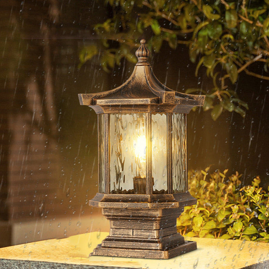 Vintage European Lantern Pillar Outdoor Light
