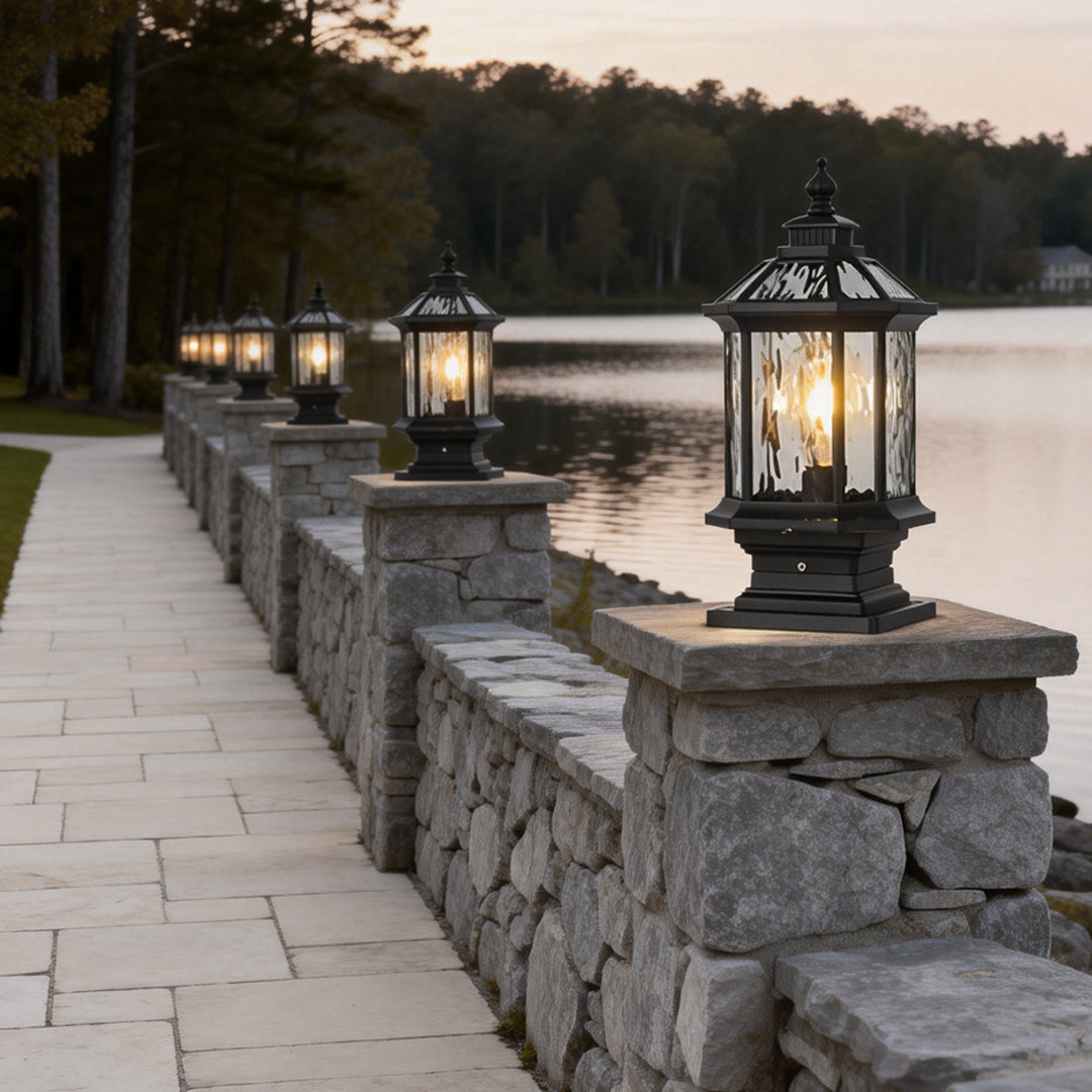 Vintage European Lantern Pillar Outdoor Light