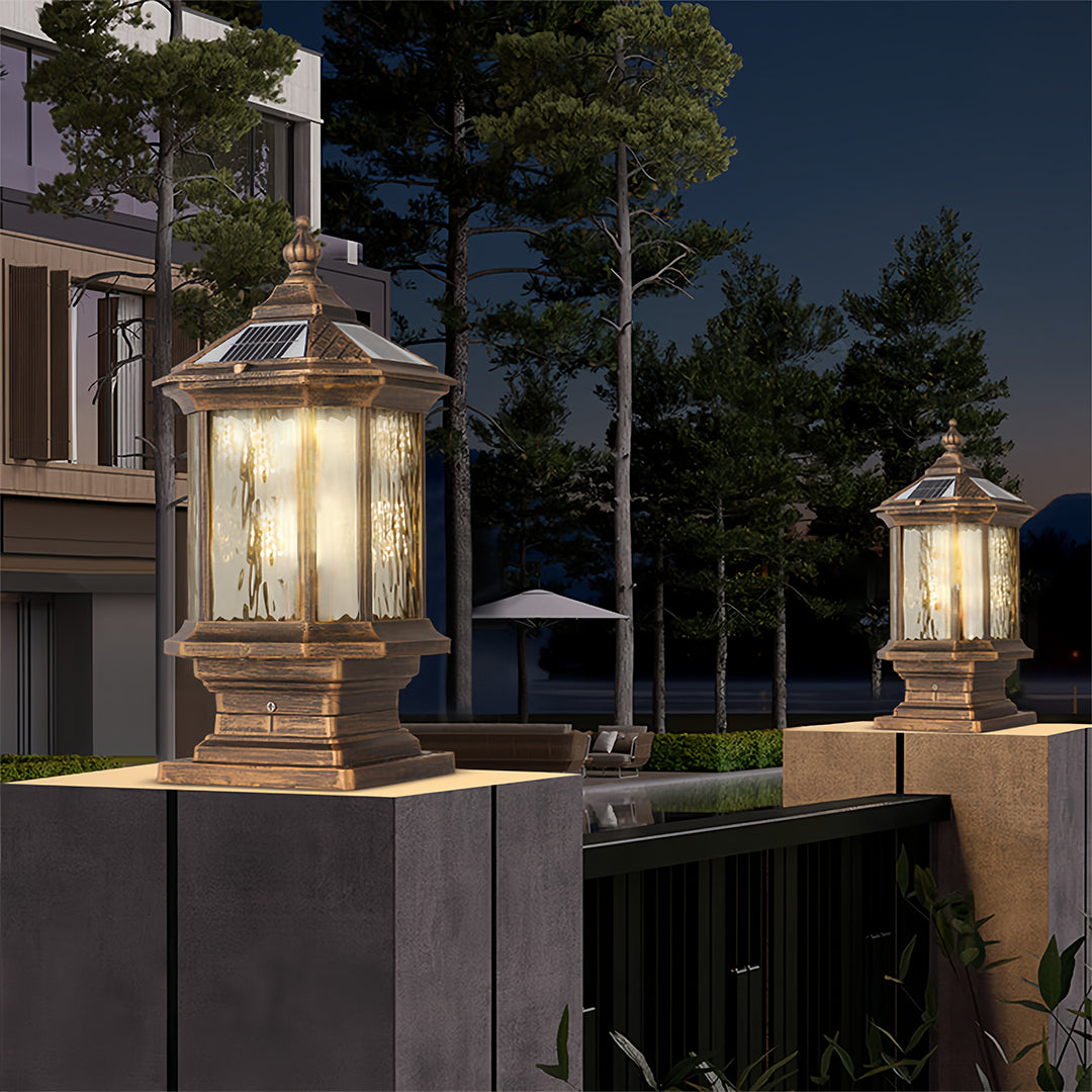 Vintage European Lantern Pillar Outdoor Light