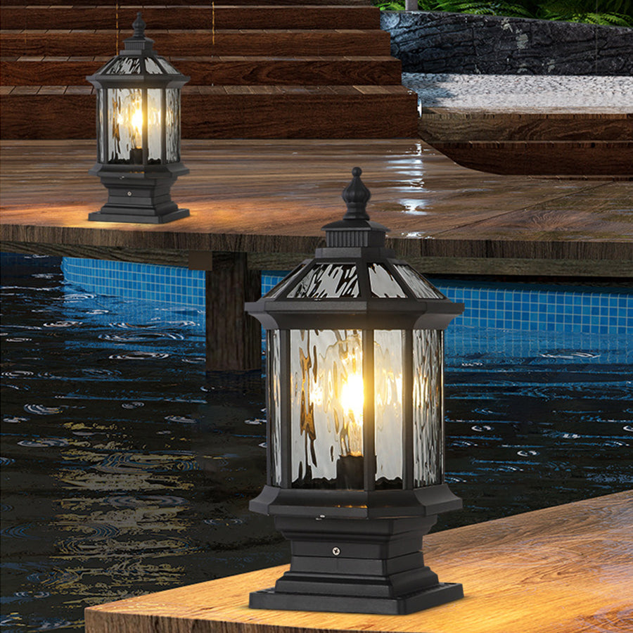 Vintage European Lantern Pillar Outdoor Light