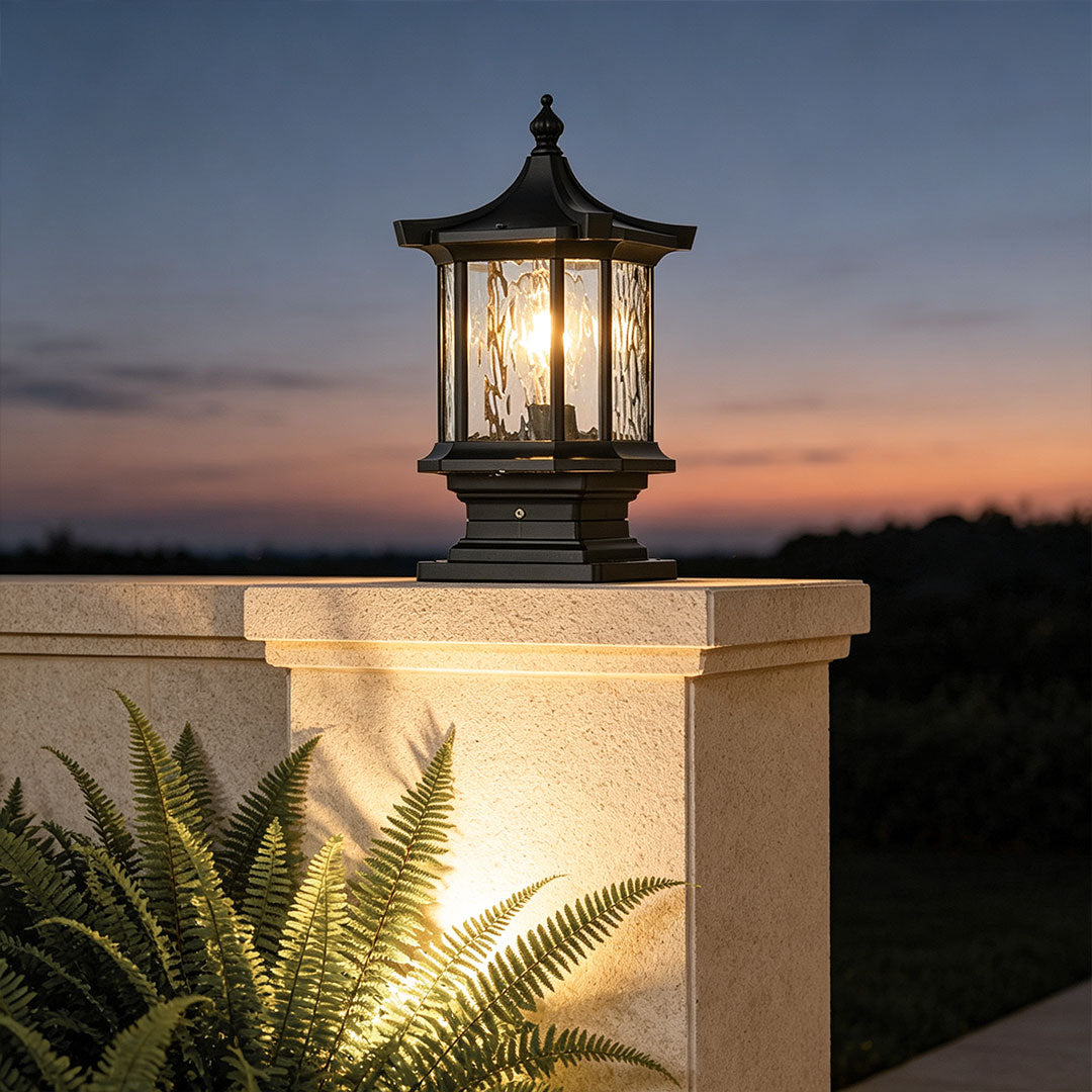 Vintage European Lantern Pillar Outdoor Light