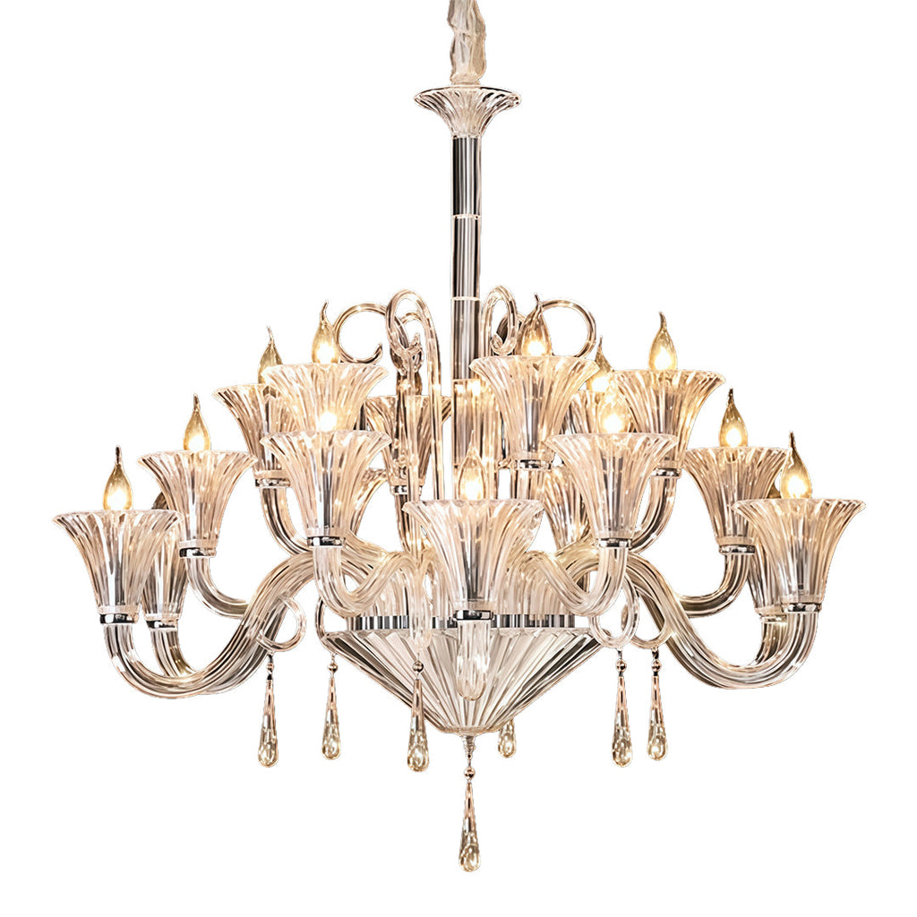 Elegant French Art Glass Ceiling Chandelier