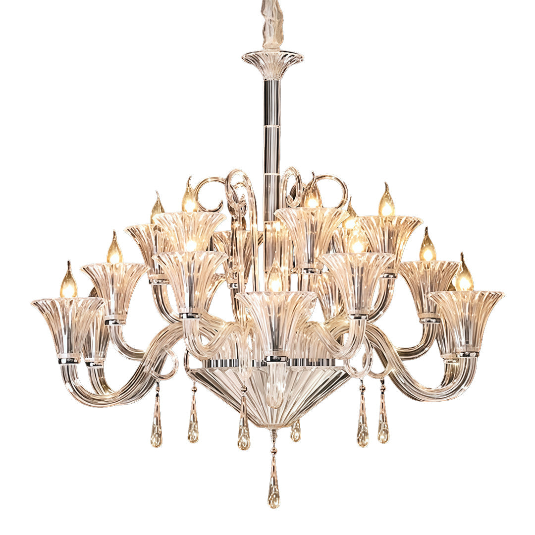 Elegant French Art Glass Ceiling Chandelier