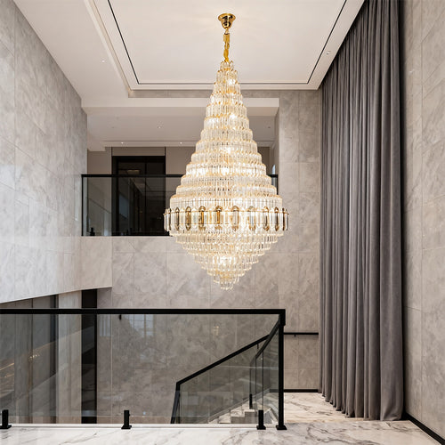 Adjustable Large Gold Art Glass Chandelier Ceiling Light