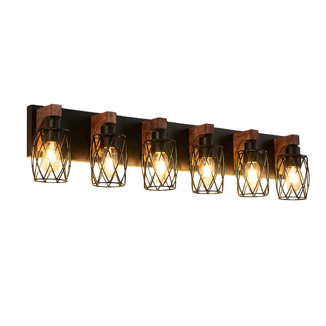 Premium Black Metal Cage Vanity Light for Bathroom Mirrors