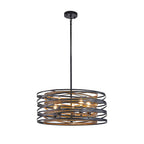Black Iron Cage Drum Pendant Light - Round Ceiling Fixture