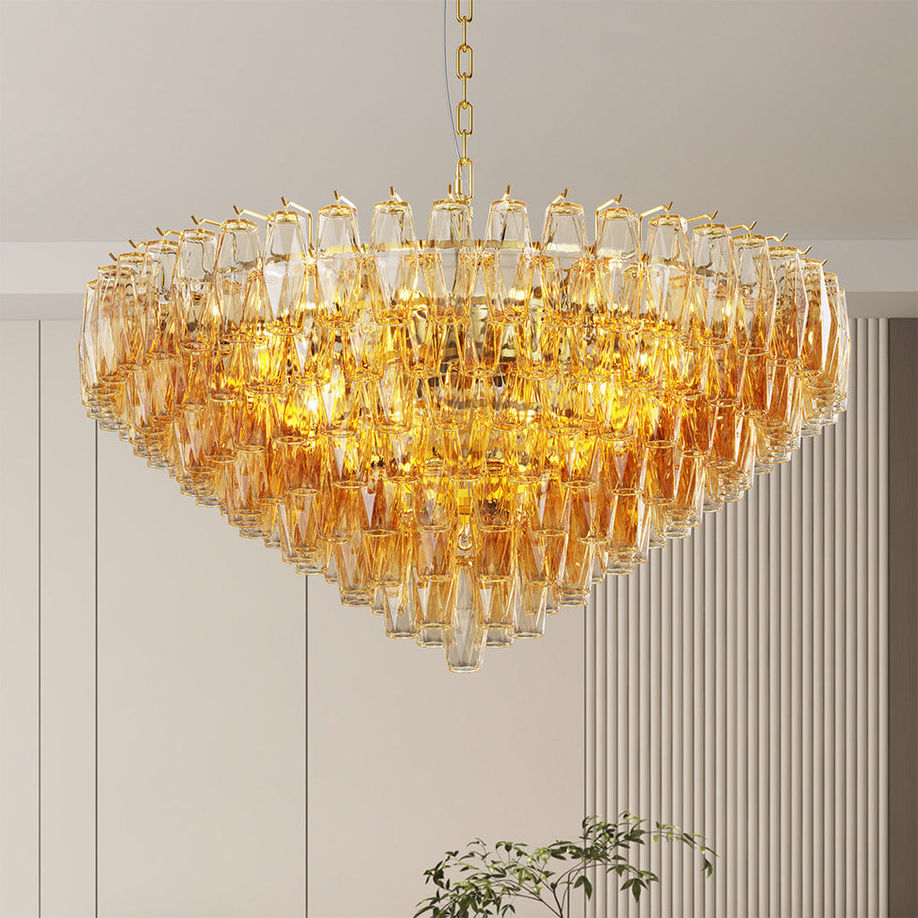 Luxury Multi-Head Glass Pendant Chandelier for Elegant Ceilings