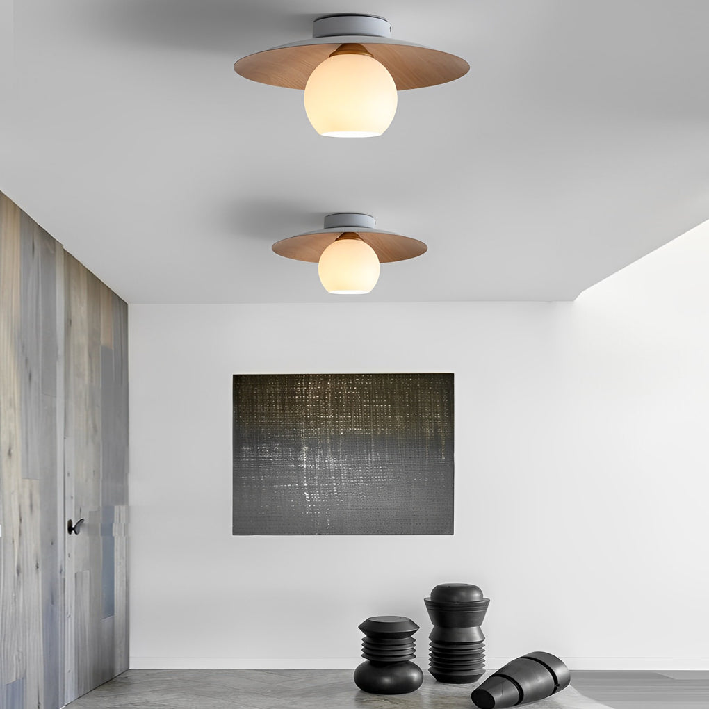 Nordic Minimalist Wood Grain LED Ceiling Light