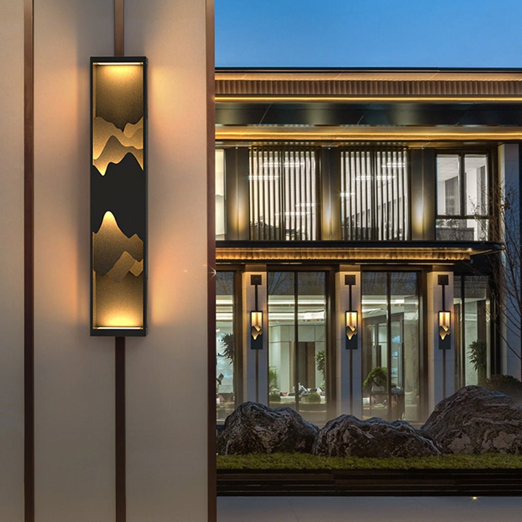 Premium Waterproof Solar Wall Lamp with Mountain Scenery LED Up/Down Lighting