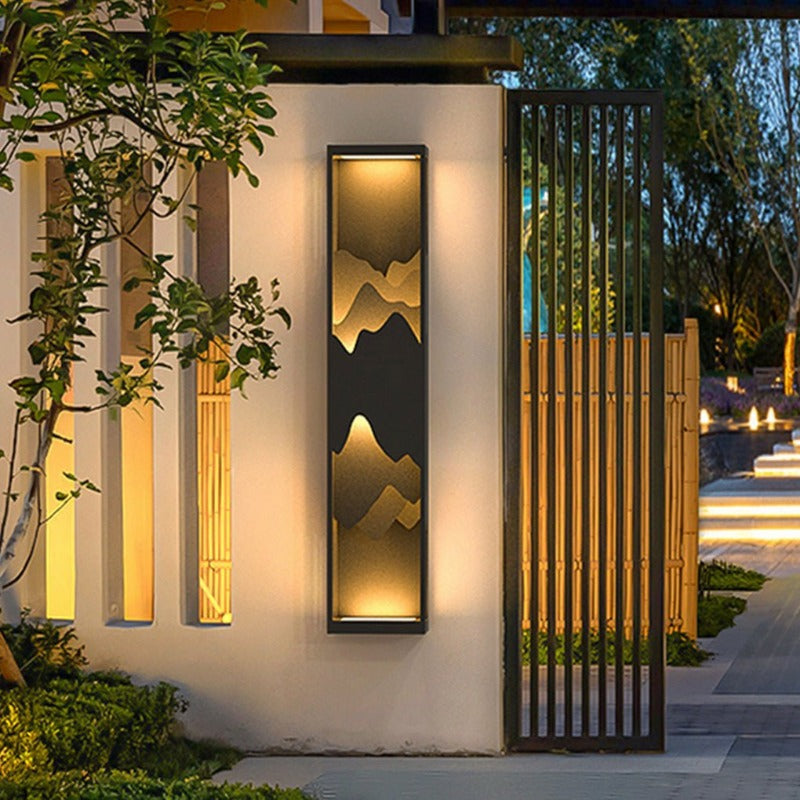 Premium Waterproof Solar Wall Lamp with Mountain Scenery LED Up/Down Lighting